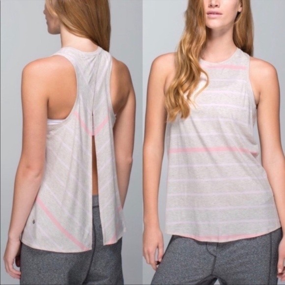 lululemon athletica Tops - Lululemon Heathered Dune Pink Striped All Tied Up Tank Top 6